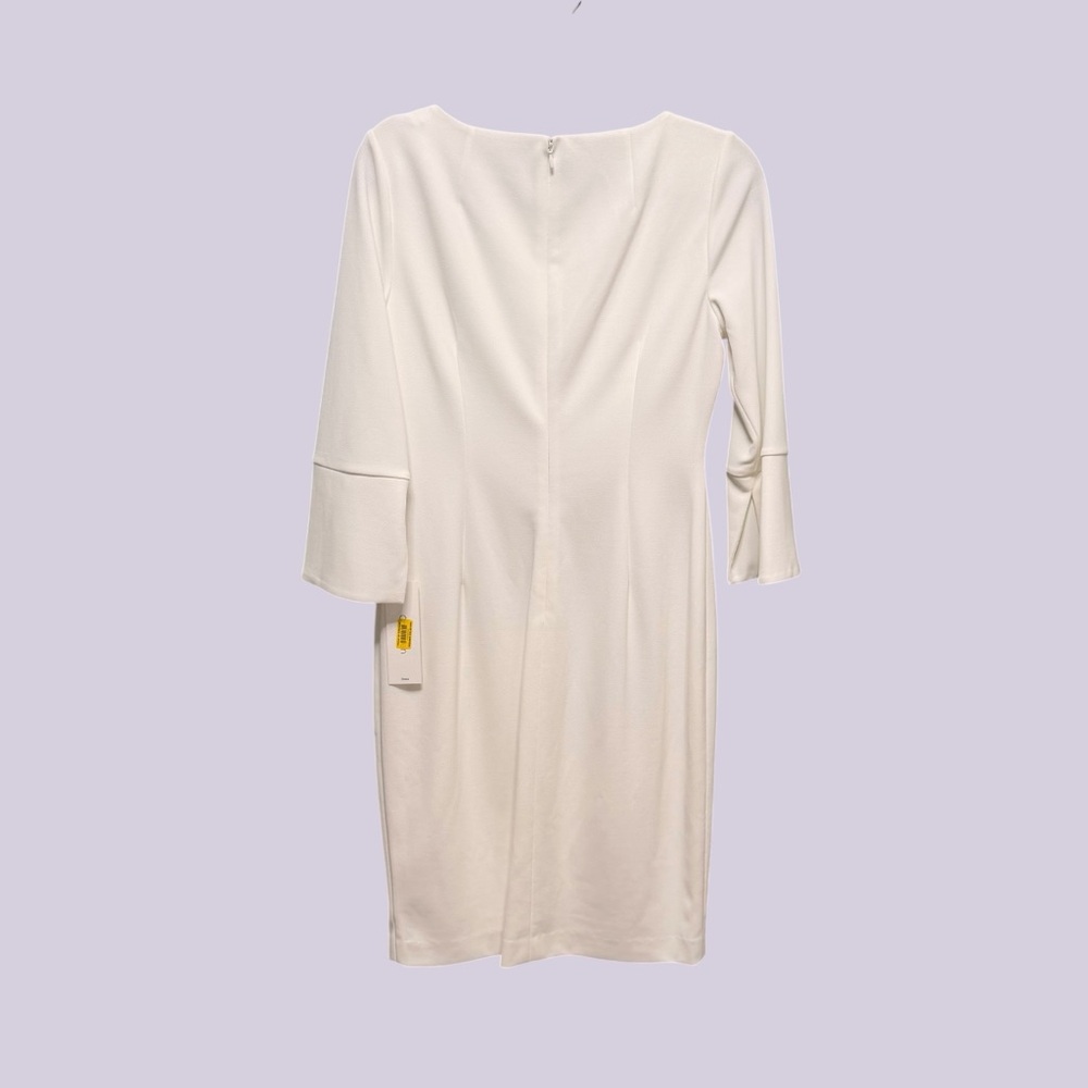 NWT Calvin Klein Cream Bell Sleeve Sheath Dress Size 10 Quiet Luxury Bridal LWD - Picture 6 of 9
